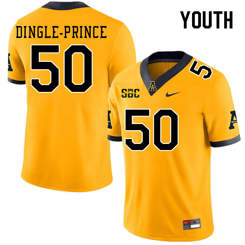 Youth #50 DeAndre Dingle-Prince Appalachian State Mountaineers College Football Jerseys Stitched Sal - Click Image to Close